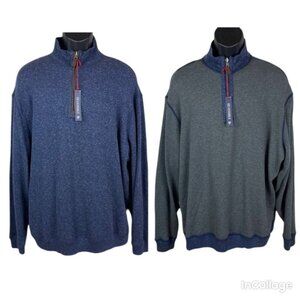 NWT Daniel Cremieux Men Reversible Quarter Zip Sweater Navy white / Dark Gray. M